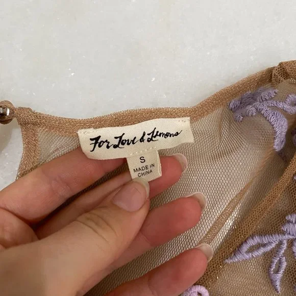 For Love and Lemons Matador Tulle Floral Lace Dress in Lilac Purple - Size Small - Picture 8 of 15